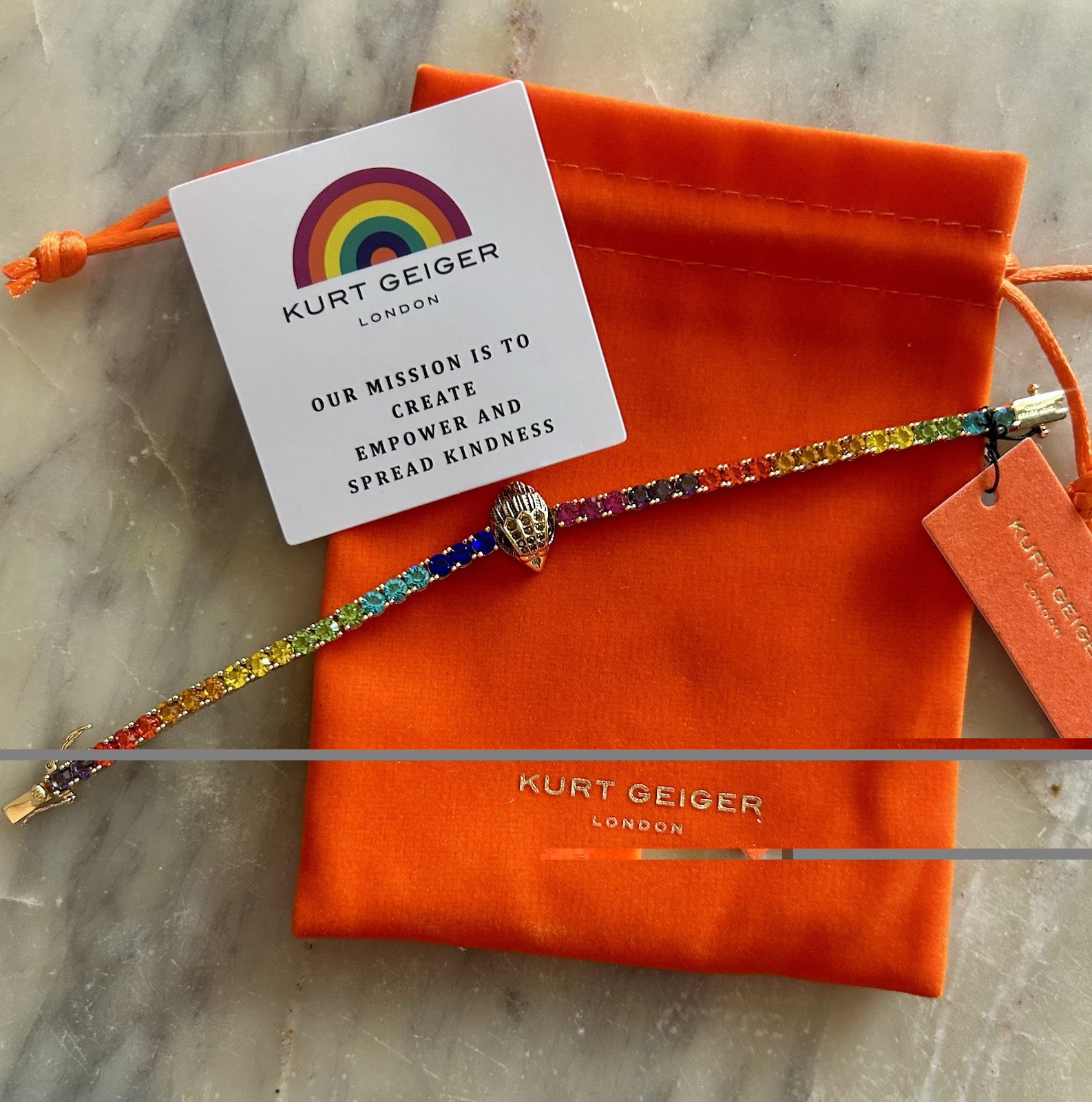 Kurt Geiger Multicolor Tennis Bracelet Crystal Stones Prong Setting
