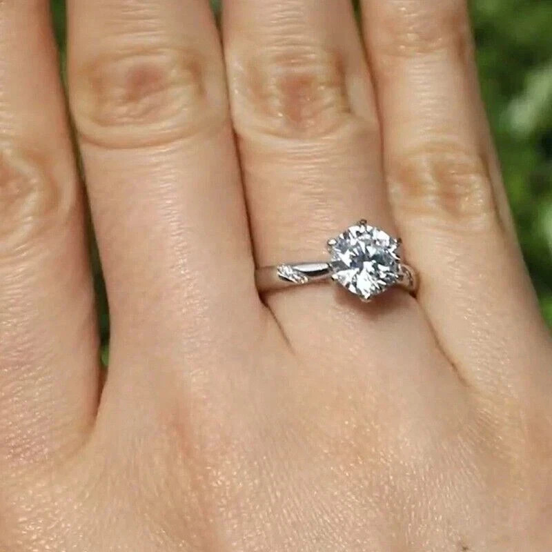 3 CT IGI Round D-VVS1 Lab Grown Diamond Women Engagement Ring 14K White Gold