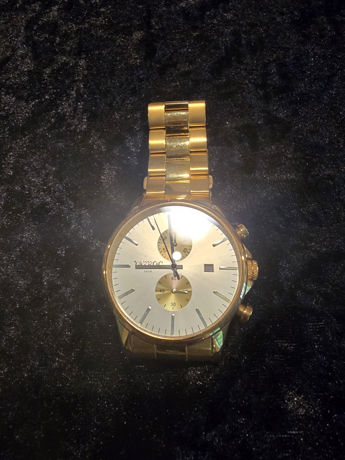 Tayroc Iconic 5atm All Gold Chronograph 42/44mm Wristwatch 2018 unworn need bat