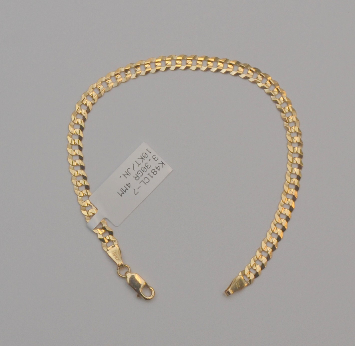 Gold chain 10k solid yellow cuban curb link bracelet 7.0 in 4.2 mm 3.45 grams Q1
