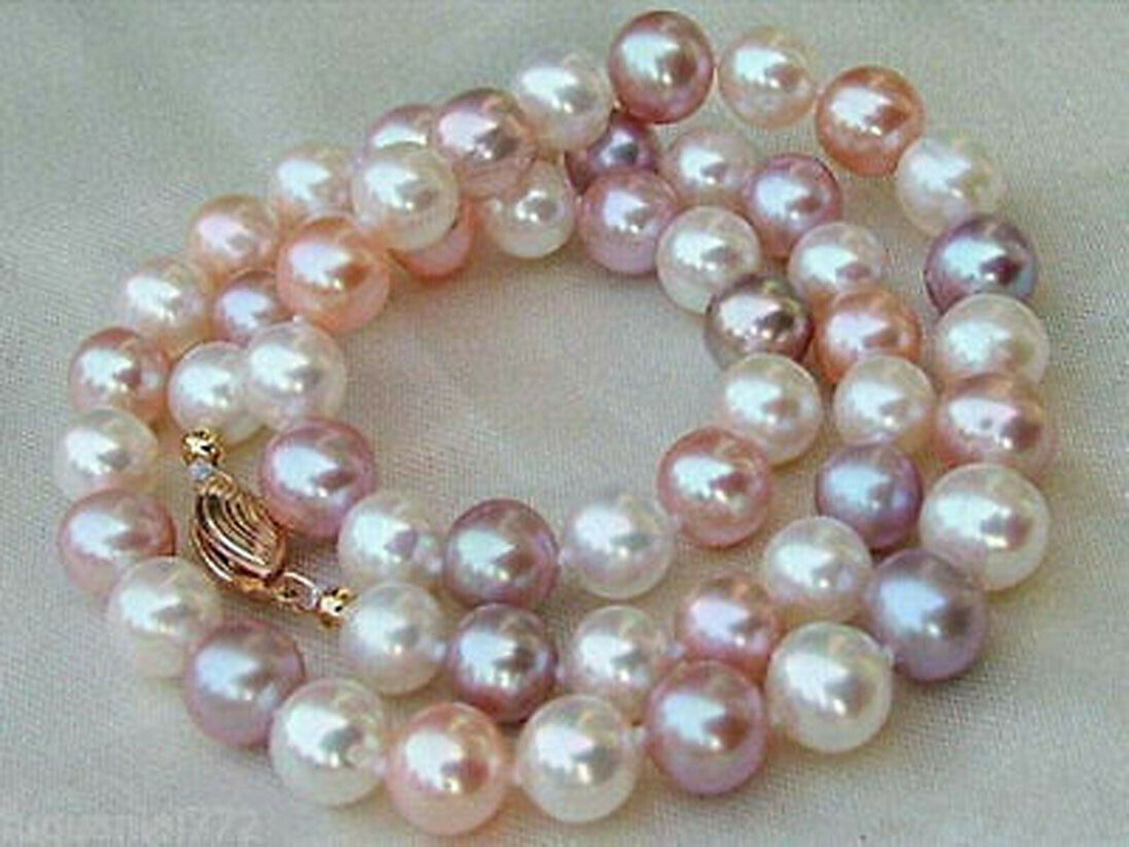 Charming 8-9mm Natural White Purple Pink Real South Sea Pearl Necklace 18″