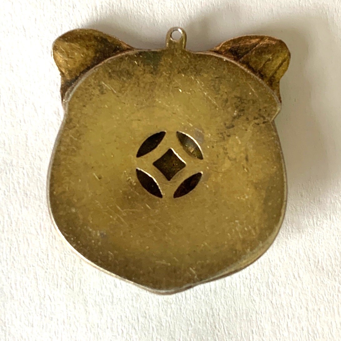 Vintage Laurel Burch Cloisonné Enamel Wild Cat Pendant Necklace