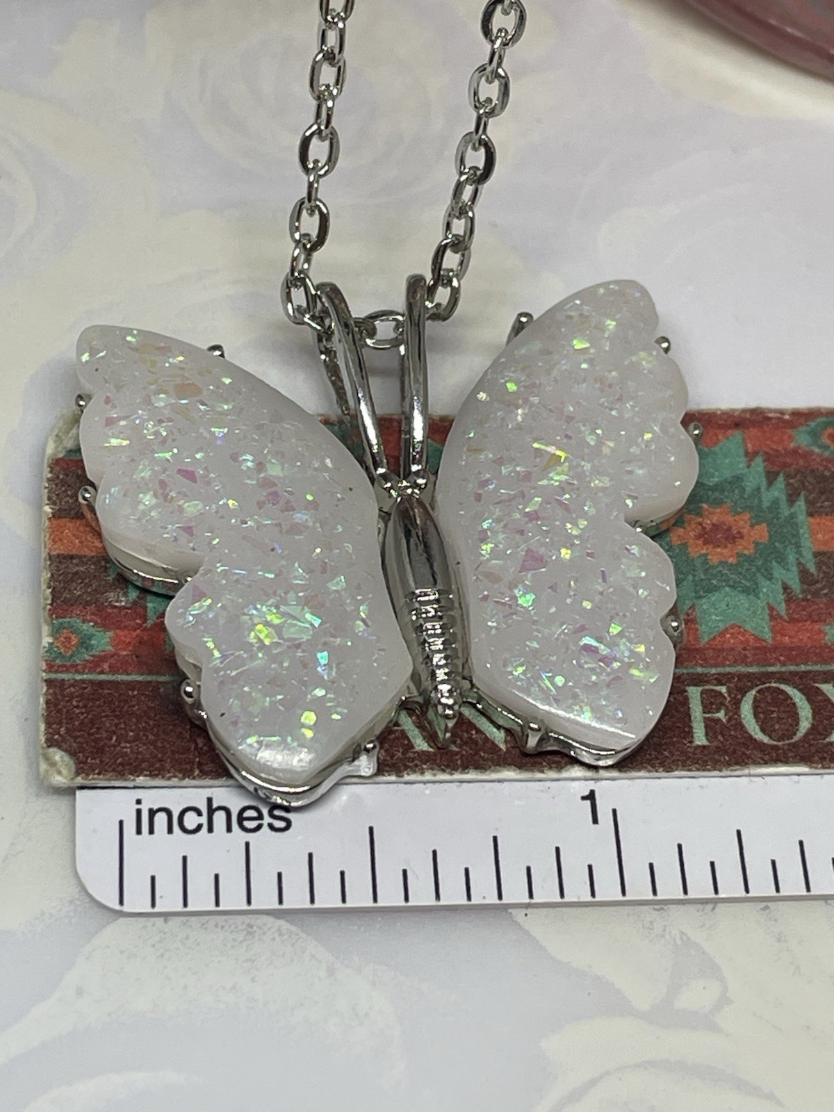 Silver Fire Opal Butterfly Anniversary Birthday Wedding White Gift Memorial Brid