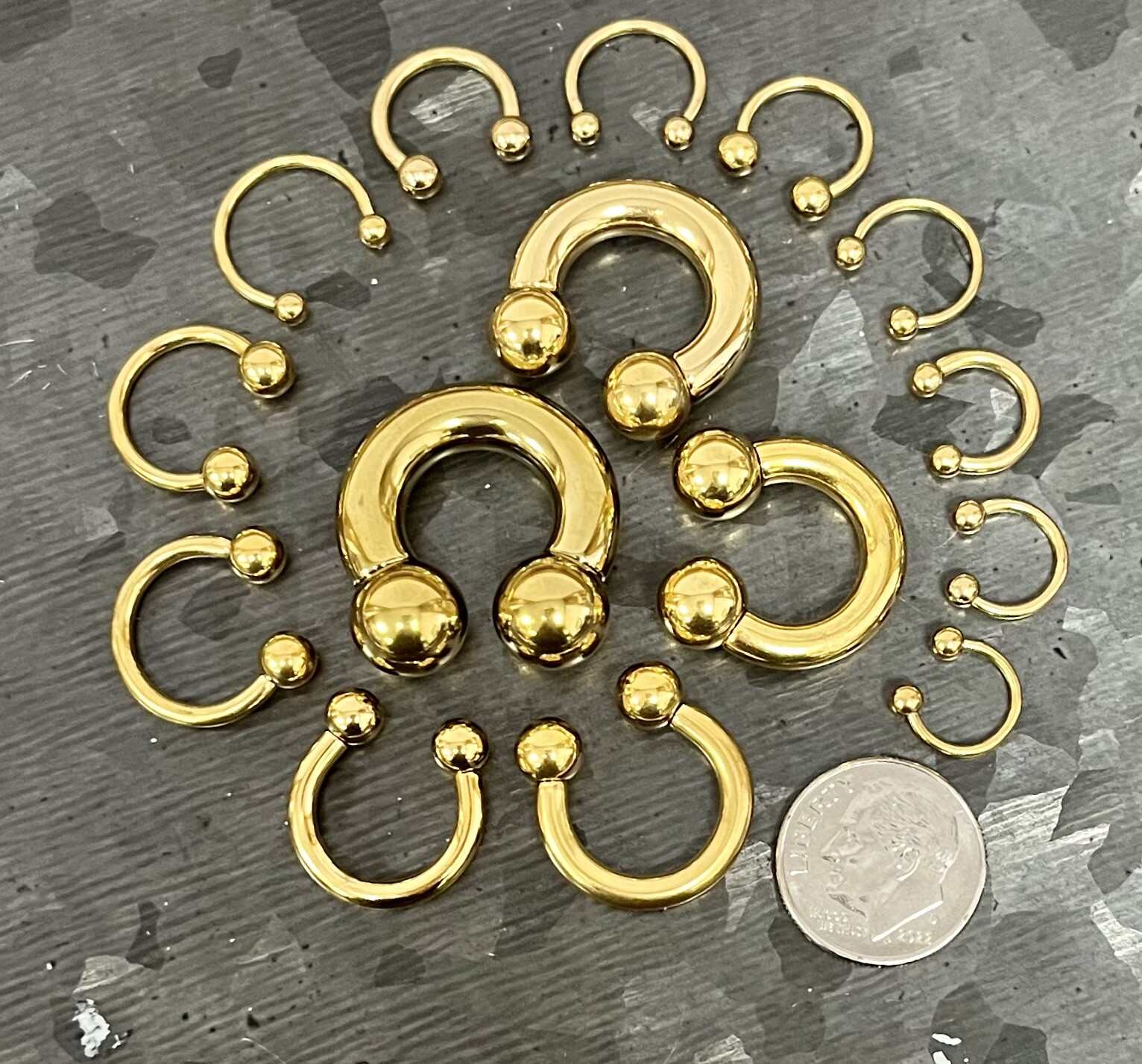 1pc Gold Circular Barbell Horseshoe Ring Septum Ear Cartilage Nipple Eyebrow