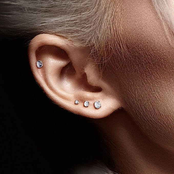 Push In Labret Monroe Stud Threadless Flat Back Stud Earring Lip Labret Piercing