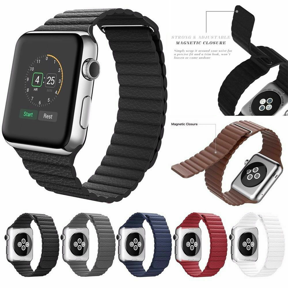Genuine Leather Loop Magnetic iWatch Band For Apple Watch Series 9 8 7 6 5 4 SE