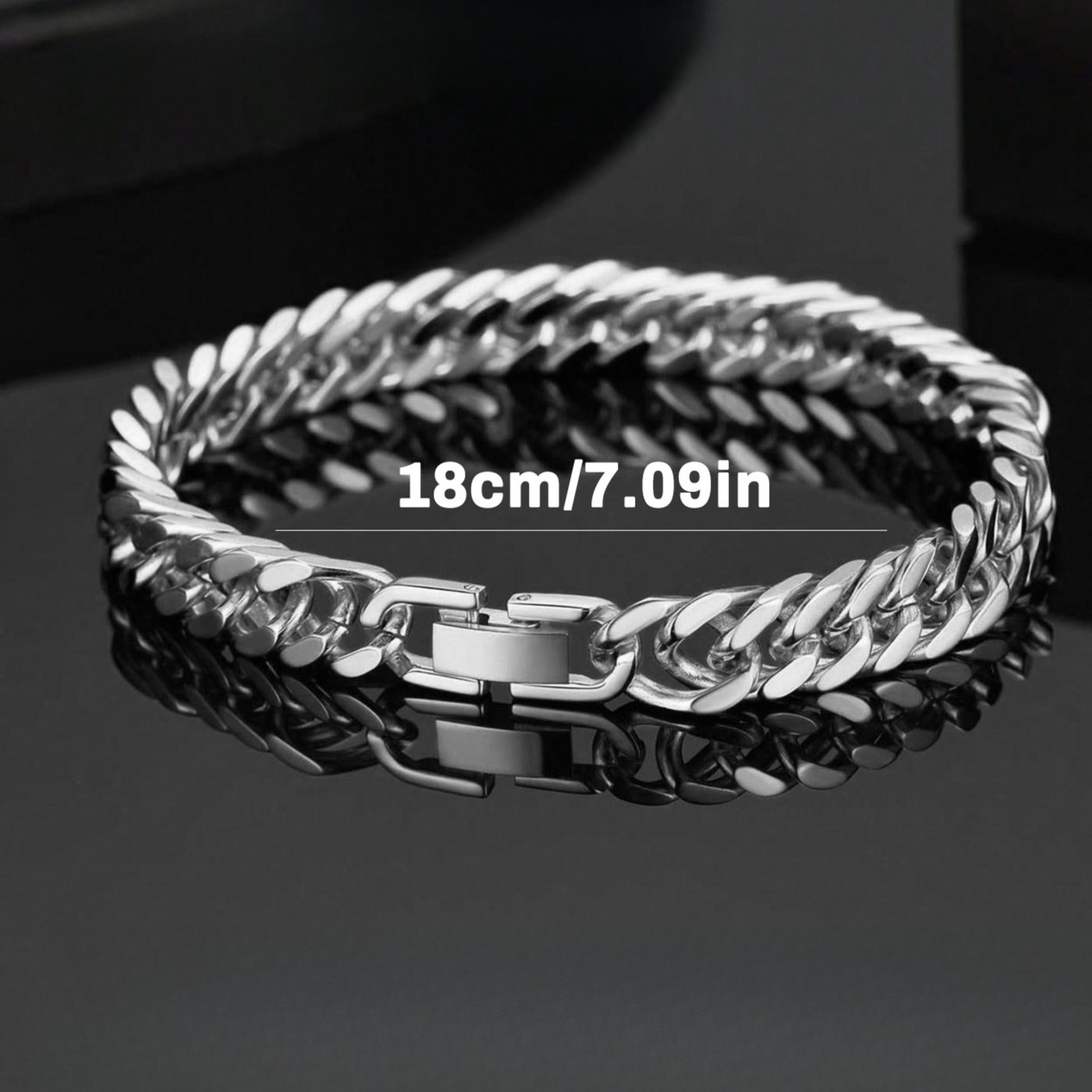 Rigid Gold & Black Classic Cuban Chain Titanium Steel Push Lock Bracelet