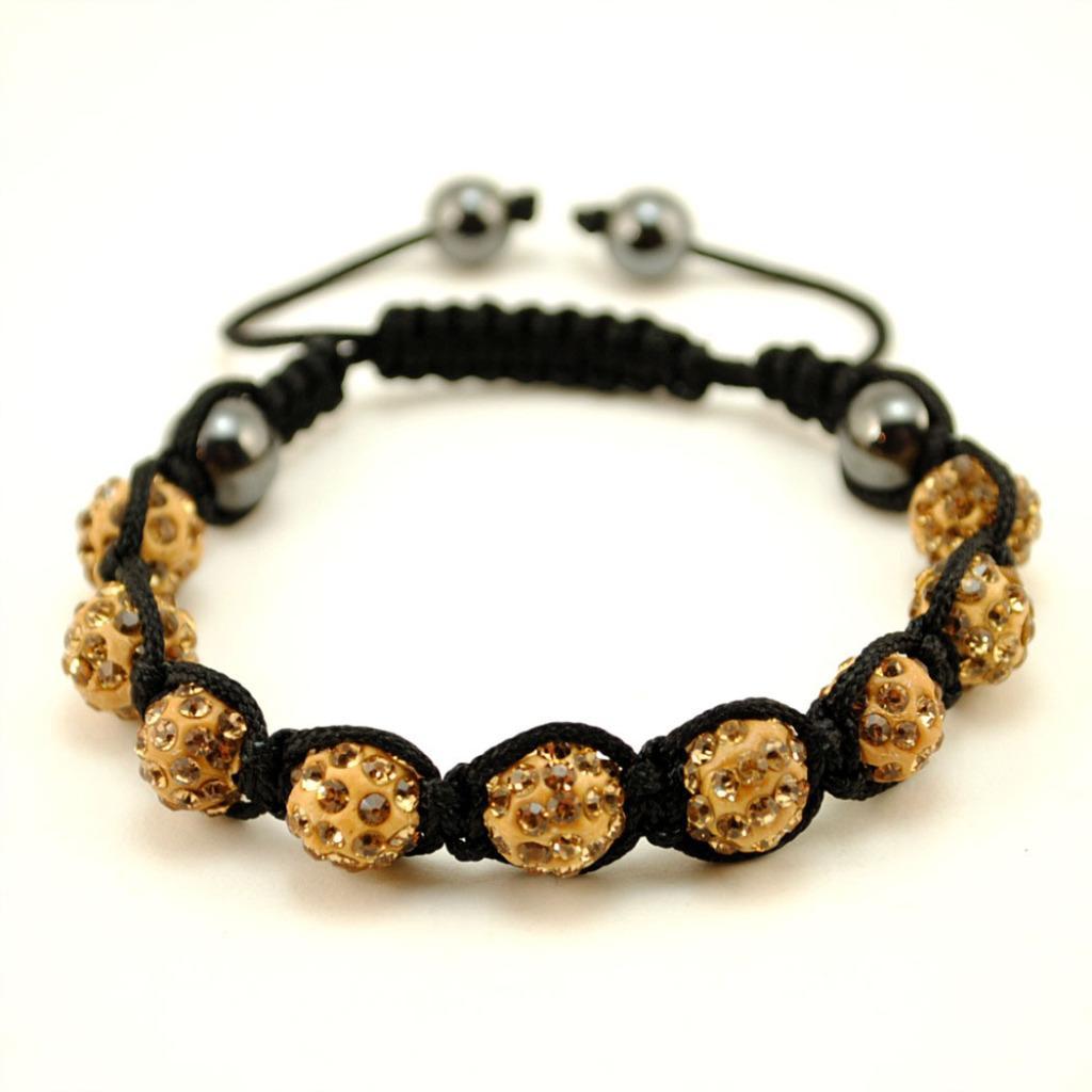 SPARKLING CRYSTAL BEAD BRACELET 10mm Shamballa Style Pave Disco Ball Hip Hop NEW