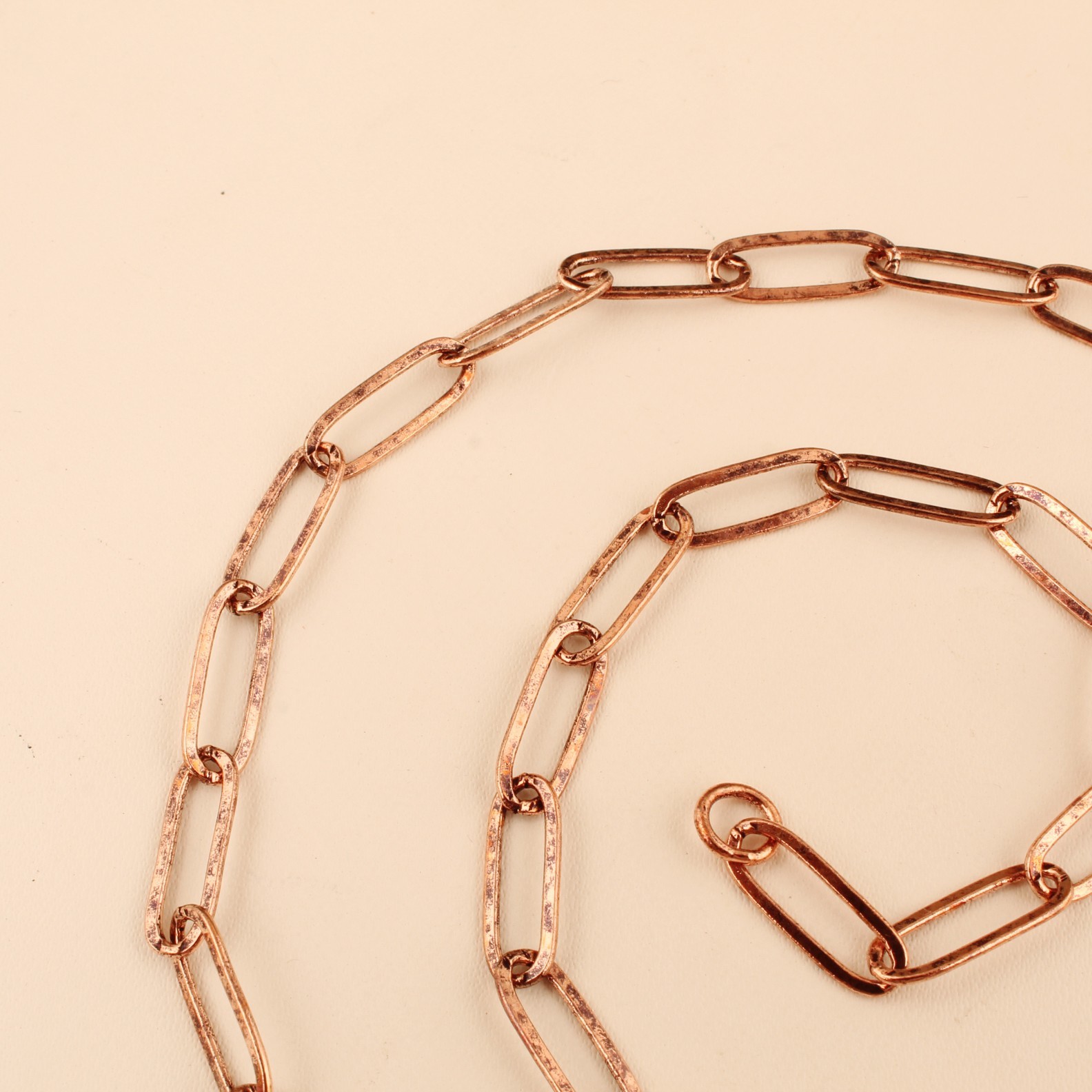 Copper Paperclip Chain Necklace for Women & Men, Lightweight Long Link Chain