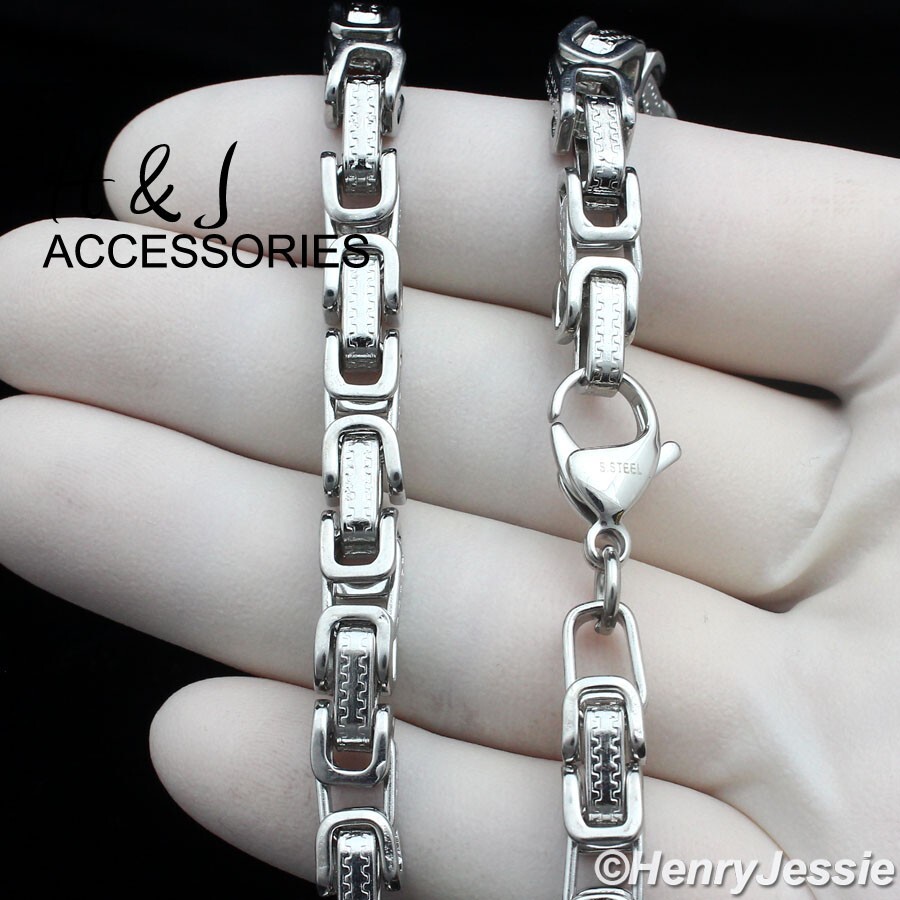 16″-40″MEN’s Stainless Steel 6.5mm Silver Byzantine Box Link Chain Necklace*AT