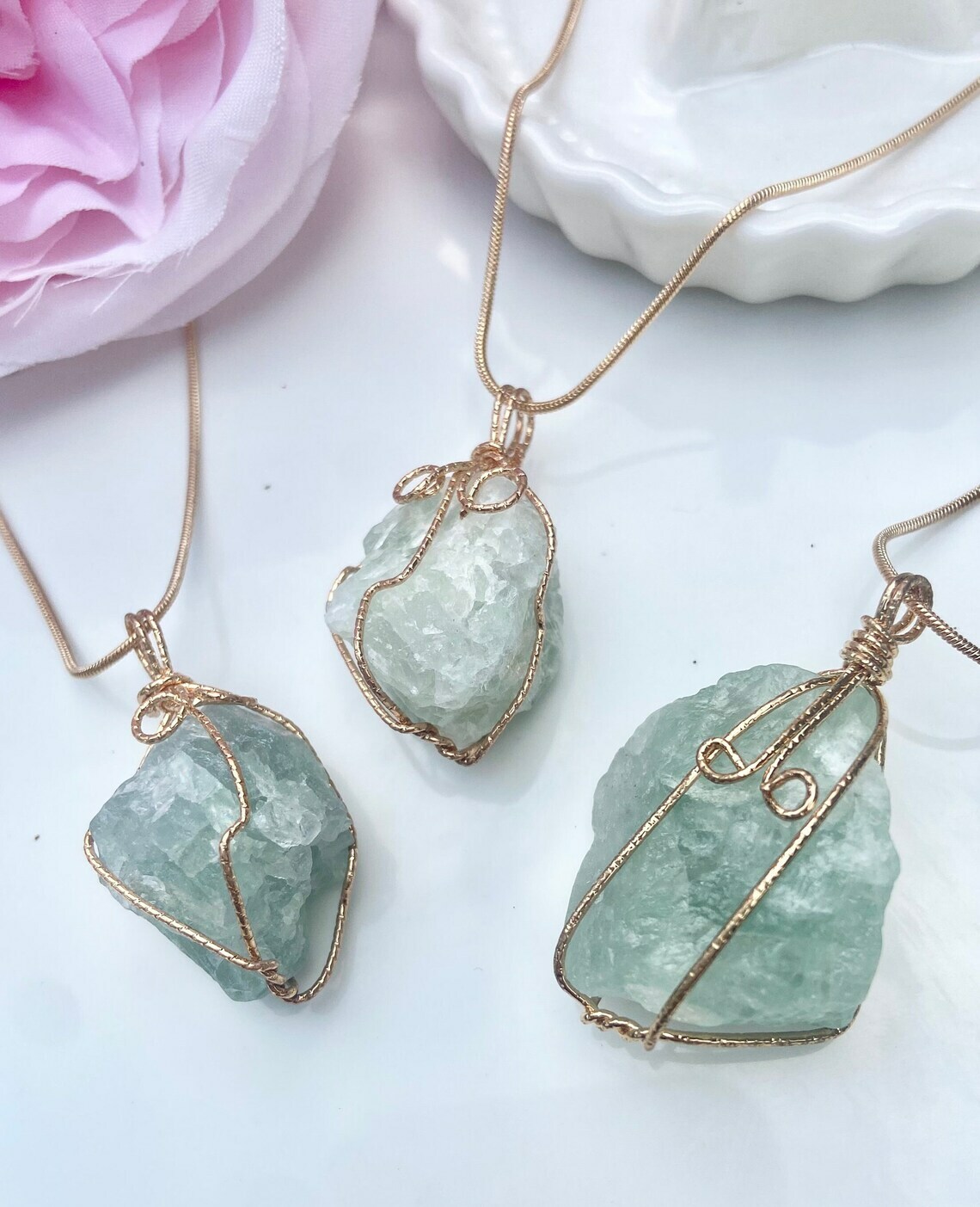 Natural Gemstone Necklace Chakra Stone Pendant Energy Healing Crystal with Chain
