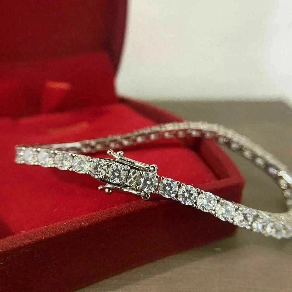 5.0Ct Certified Round Cut Diamond Tennis Bracelet 14K White Gold size 7.5 inch