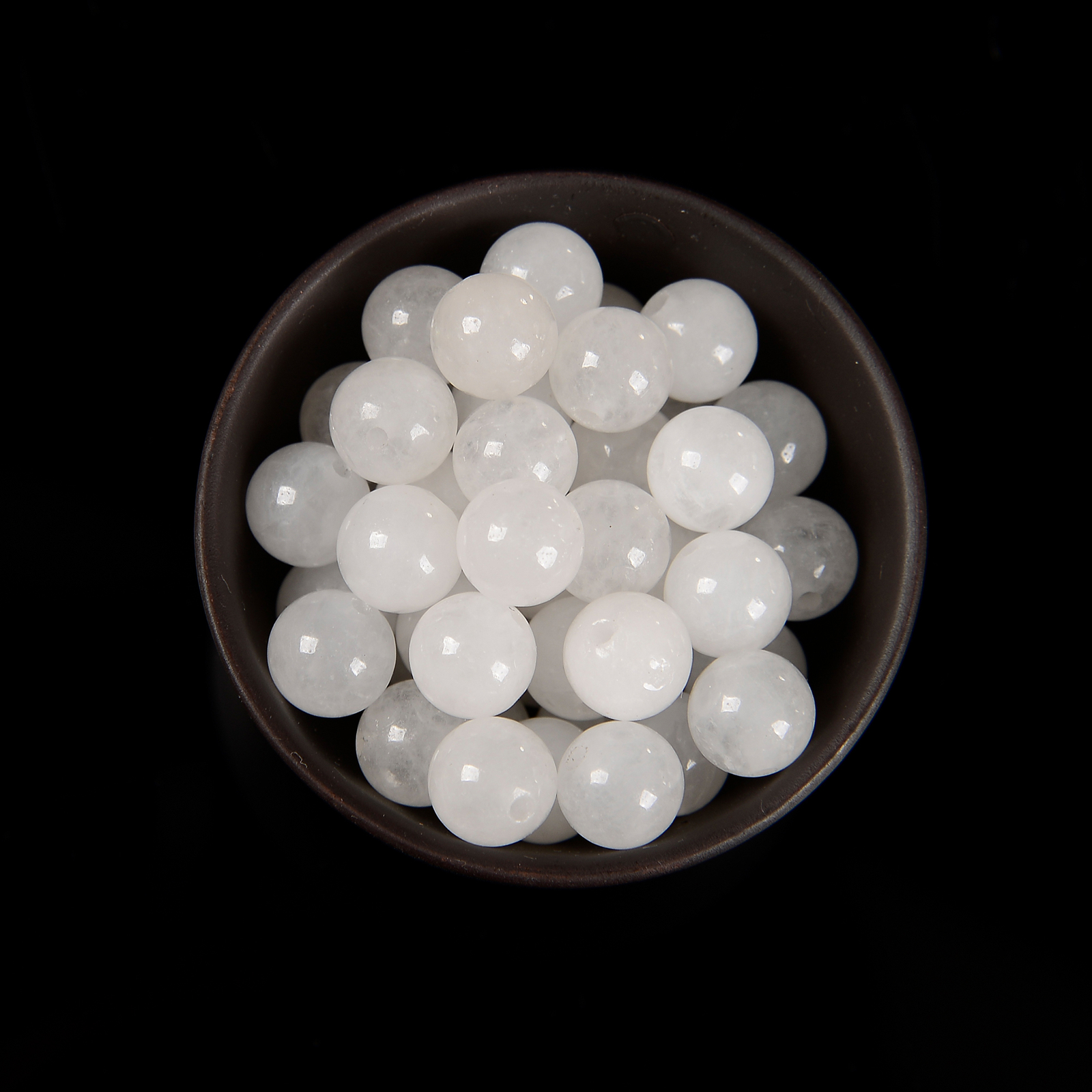 Natural White Jade Smooth Round Beads 4mm 6mm 8mm 10mm 12mm 15.5″ Strand