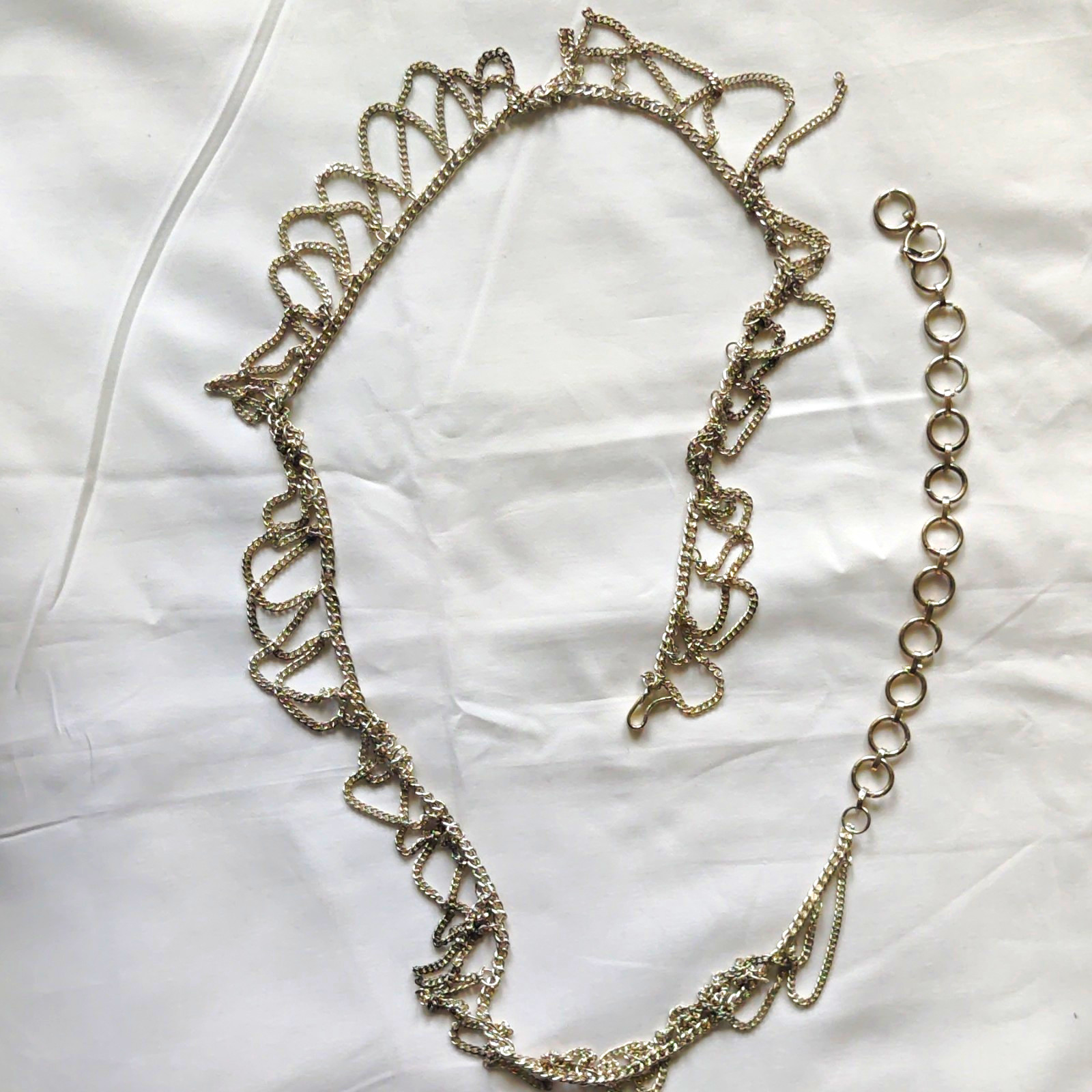 Silver Tone Layered Curb Link Chain Necklace Adjustable Extender Lobster Clasp
