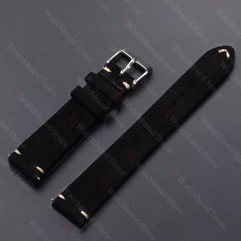 18 19 20 21 22 MM Soft Suede Leather Vintage Strap Watch Band Quick Release.