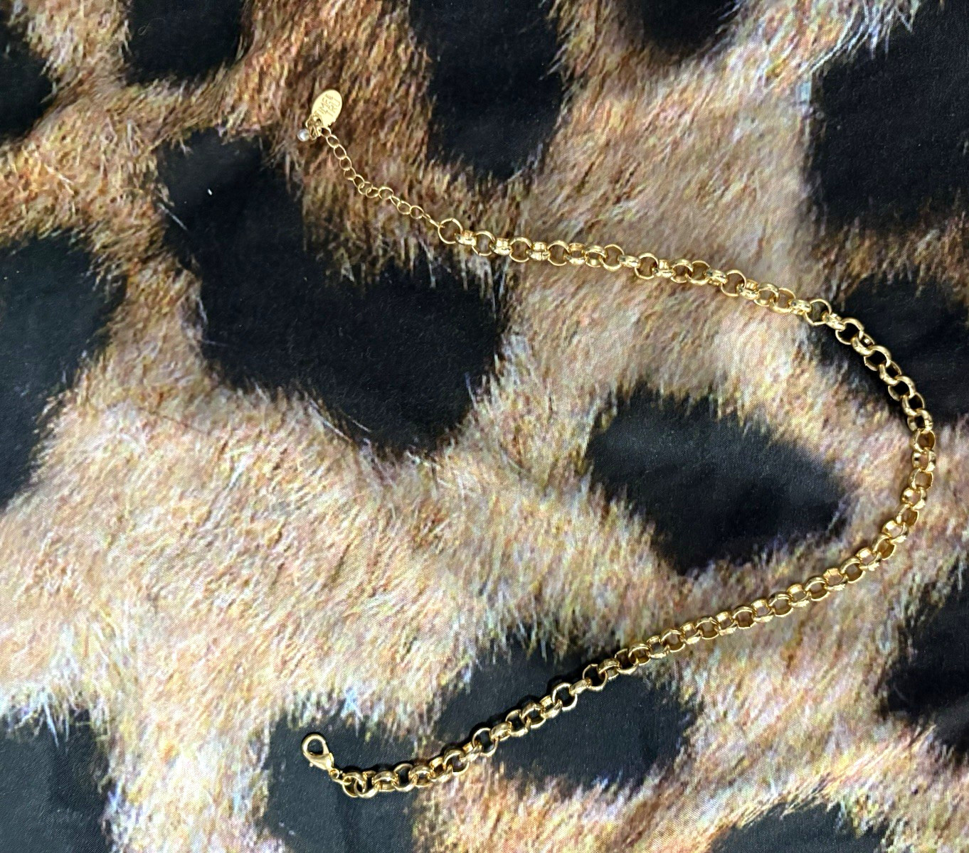 Gold Tone Cable Chain Necklace Adjustable Extender Clear Crystal Charm TIMETRU