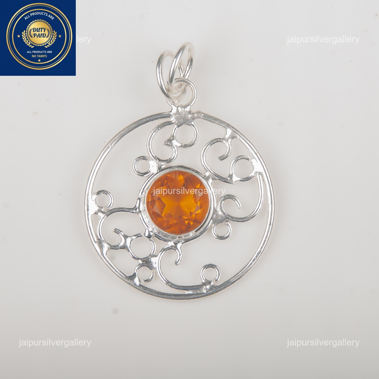 Citrine Gemstone Jewelry 925 Silver Handmade Unique Pendant 1.45″ For Girlfriend