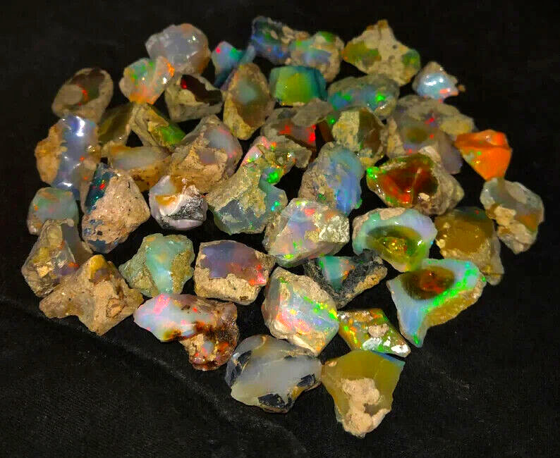 Opal Rough Specimen Gemstone Lot 50 Carat Natural Ethiopian Welo Fire Opal Raw