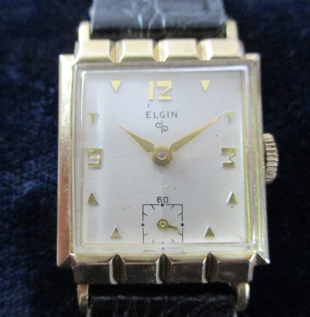 Vtg Elgin Art Deco Mens Wristwatch 10K RGP Star Case Runs Fresh Crystal Cal 673