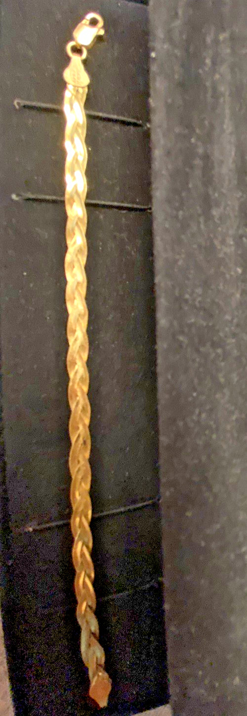 14K Italian Braided Diamond Cut Bracelet 7.5″ length Vintage Design