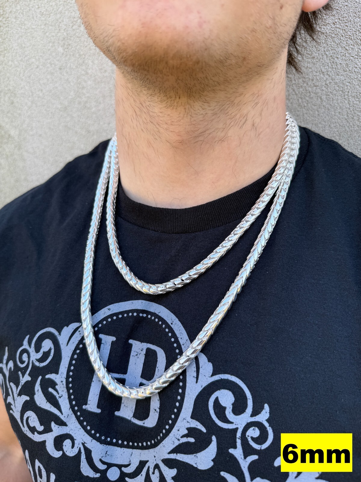 Real Solid 925 Silver Round Franco Chain 5-7mm Necklace Handmade W. Box Clasp