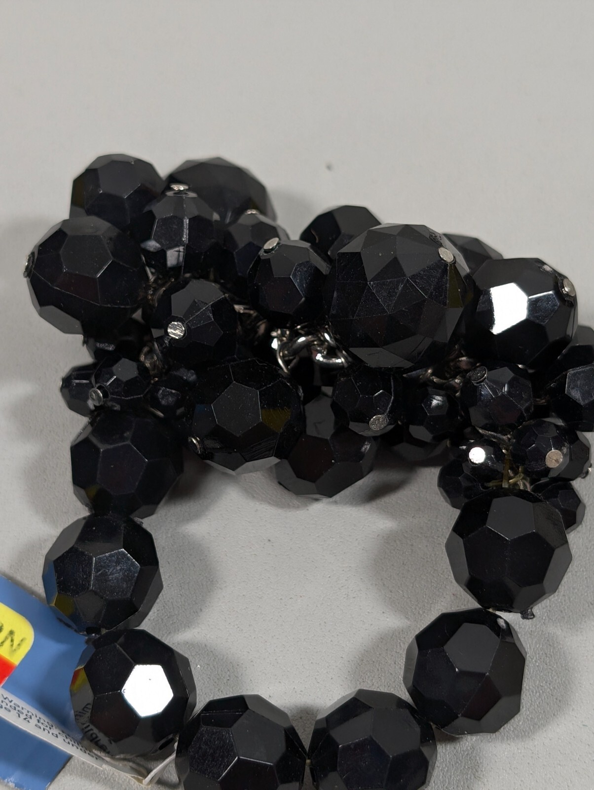 Simply Vera Wang Black Faceted Round Bead Cluster Chunky Stretch Bracelet 6.5 in