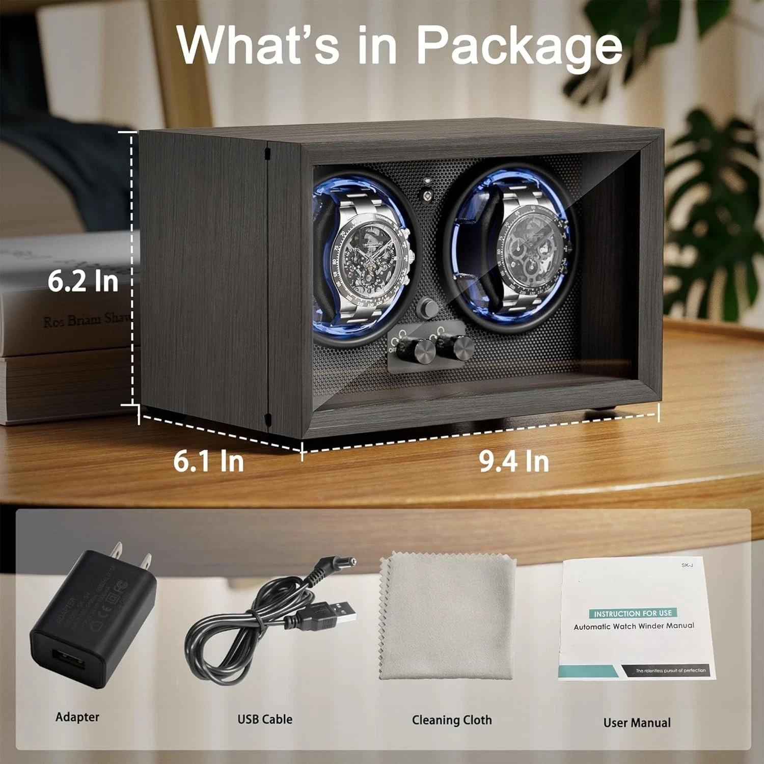 ALTIUS Watch Winder for Automatic Watches Double Automatic – Gray NEW