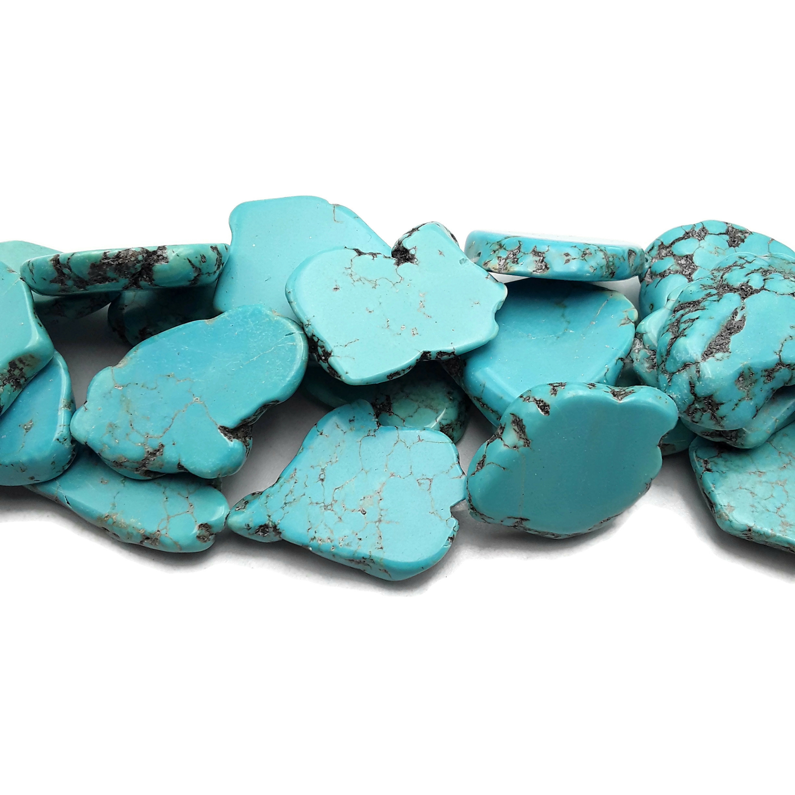 Blue Magnesite Turquoise Freeform Slab Slice Beads 30mm 35mm 40mm 15.5″ Strand