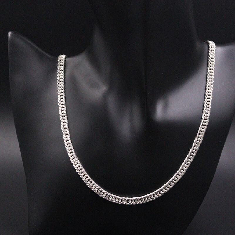 999 Pure Silver Neckalce Women Men 5.5mm Width Curb Link Chain 20inch Length