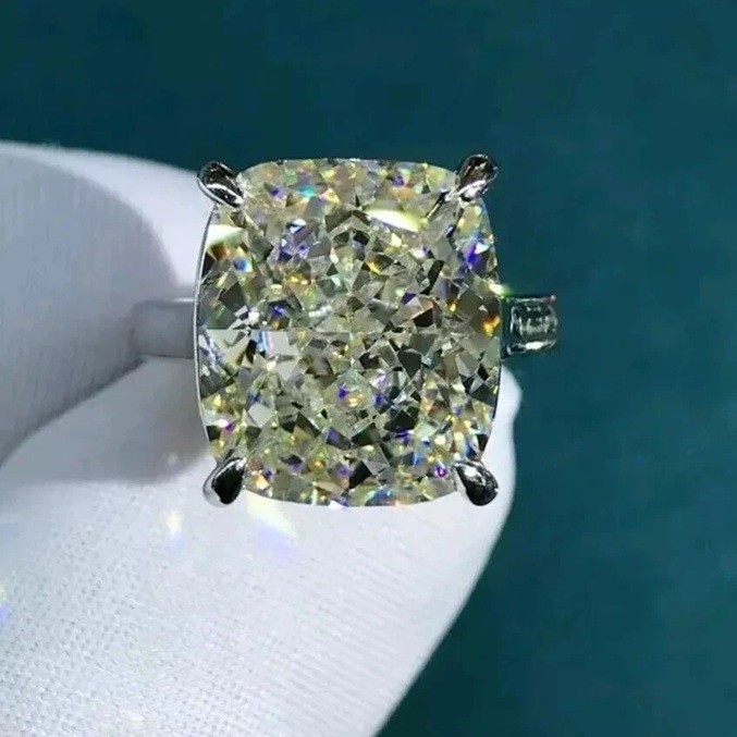 12 Ct Certified Treated Off White Diamond Solitaire Engagement Ring,925 Silver