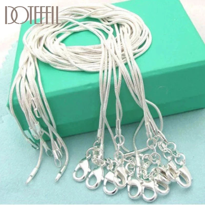 10pcs Hot Sale 925 Sterling Solid Silver 1mm Snake Chain Necklace Jewelry Gift