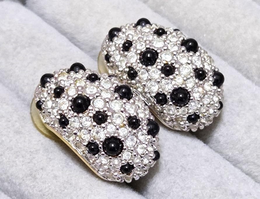 Swarovski Black & White Oval Shape Earrings Used Not specified
