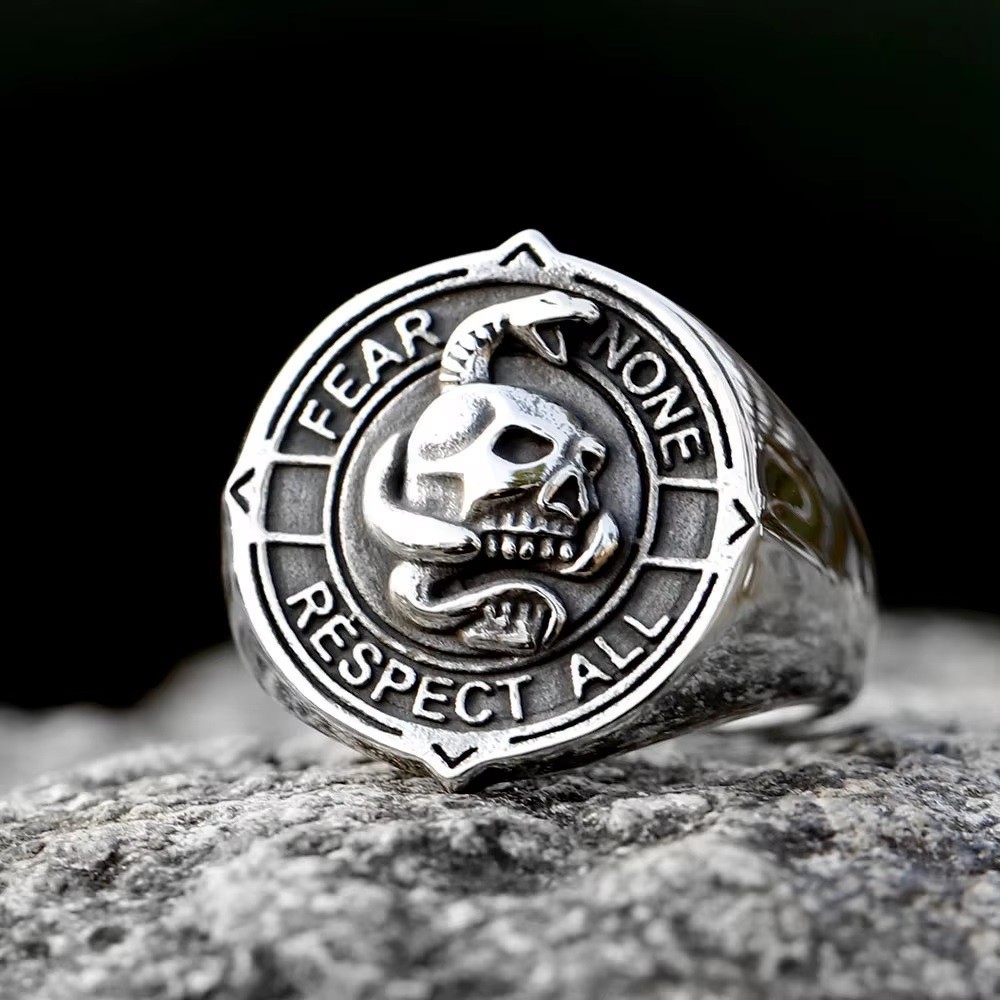 Fear None Respect All Skull Ring Stainless Steel Ring