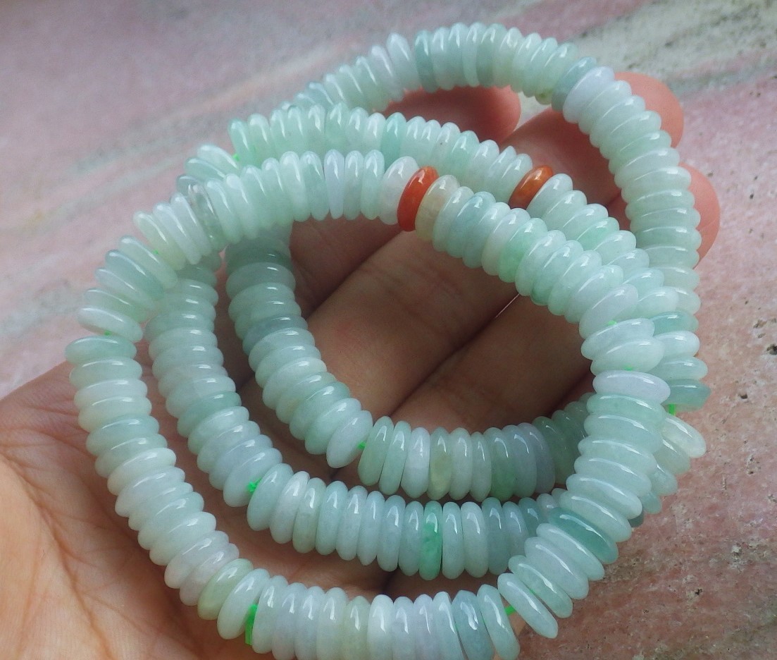 1 piece Green 100% A JADE Jadeite Bead Beads Bangle Circe Bracelet 6.5 in 708579