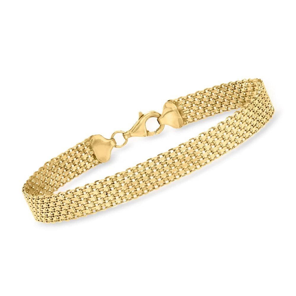 7″ Bizmark Bismark Link Bracelet Lobster Clasp 14K Yellow Gold Plated Silver