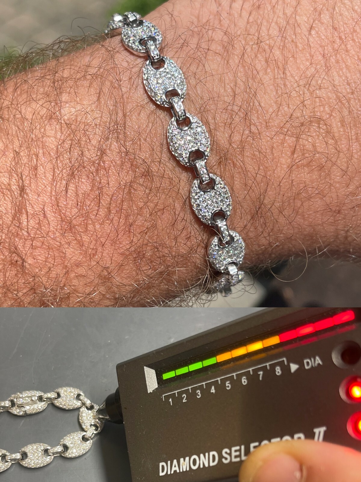 Iced Gucci Link Bracelet Solid 925 Silver Out Moissanite Passes Tester