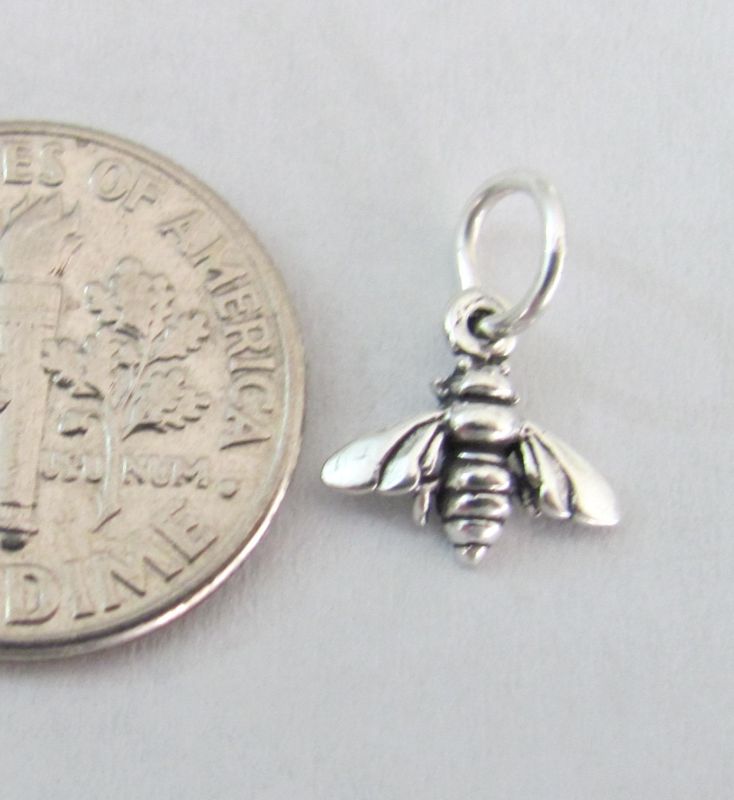 Very small Sterling Silver Bee mini tiny charm.