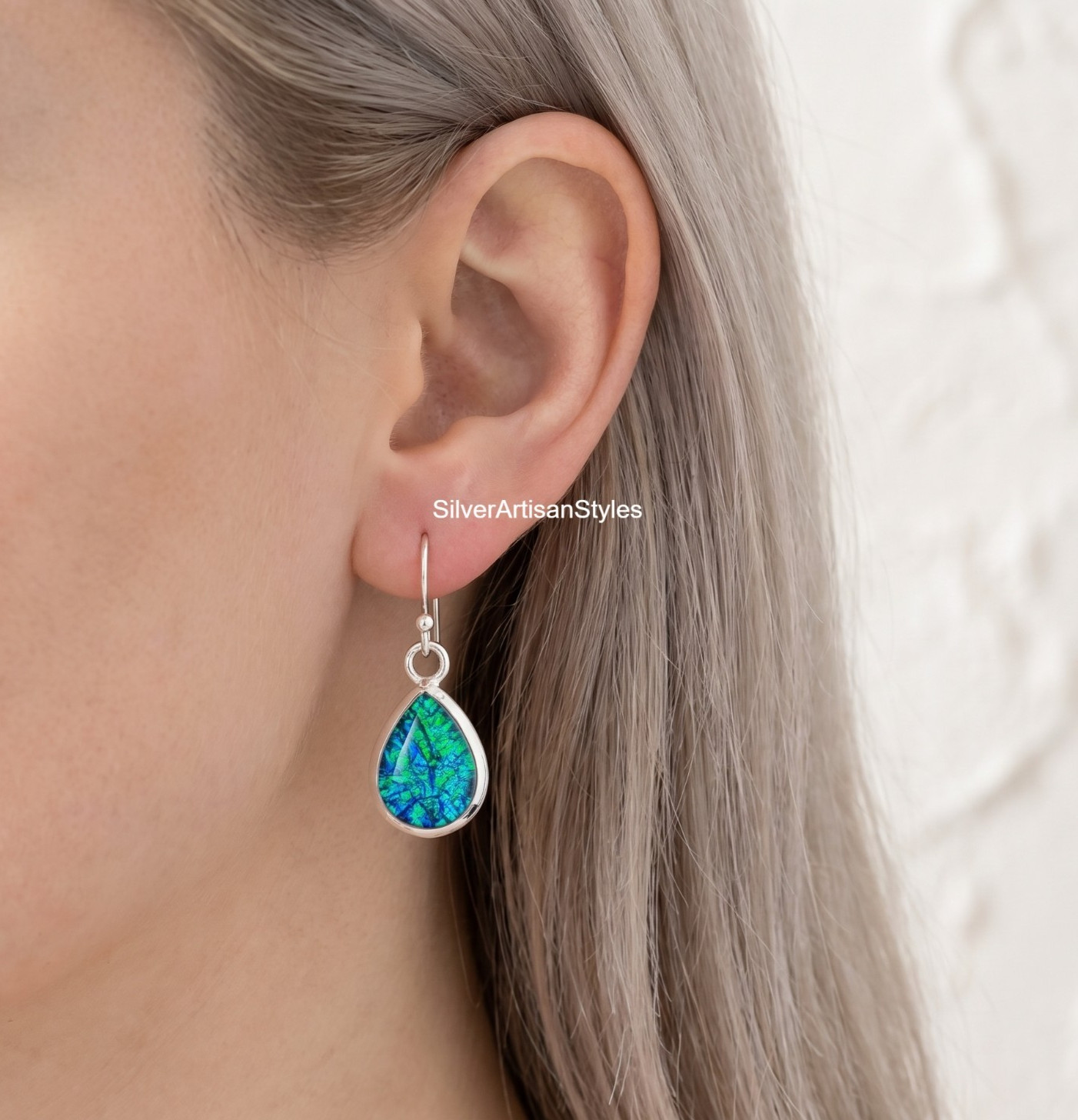 Australian Triplet Fire Opal Gemstone Handmade 925 Sterling Silver Earrings For
