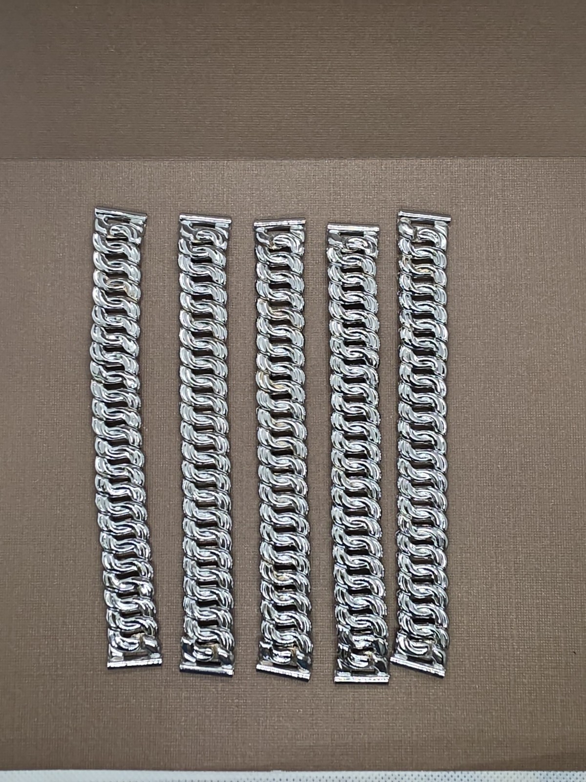 5 Unused Silver-Tone 16mm Made In Japan Scissor Expansion Watch Bands For Parts