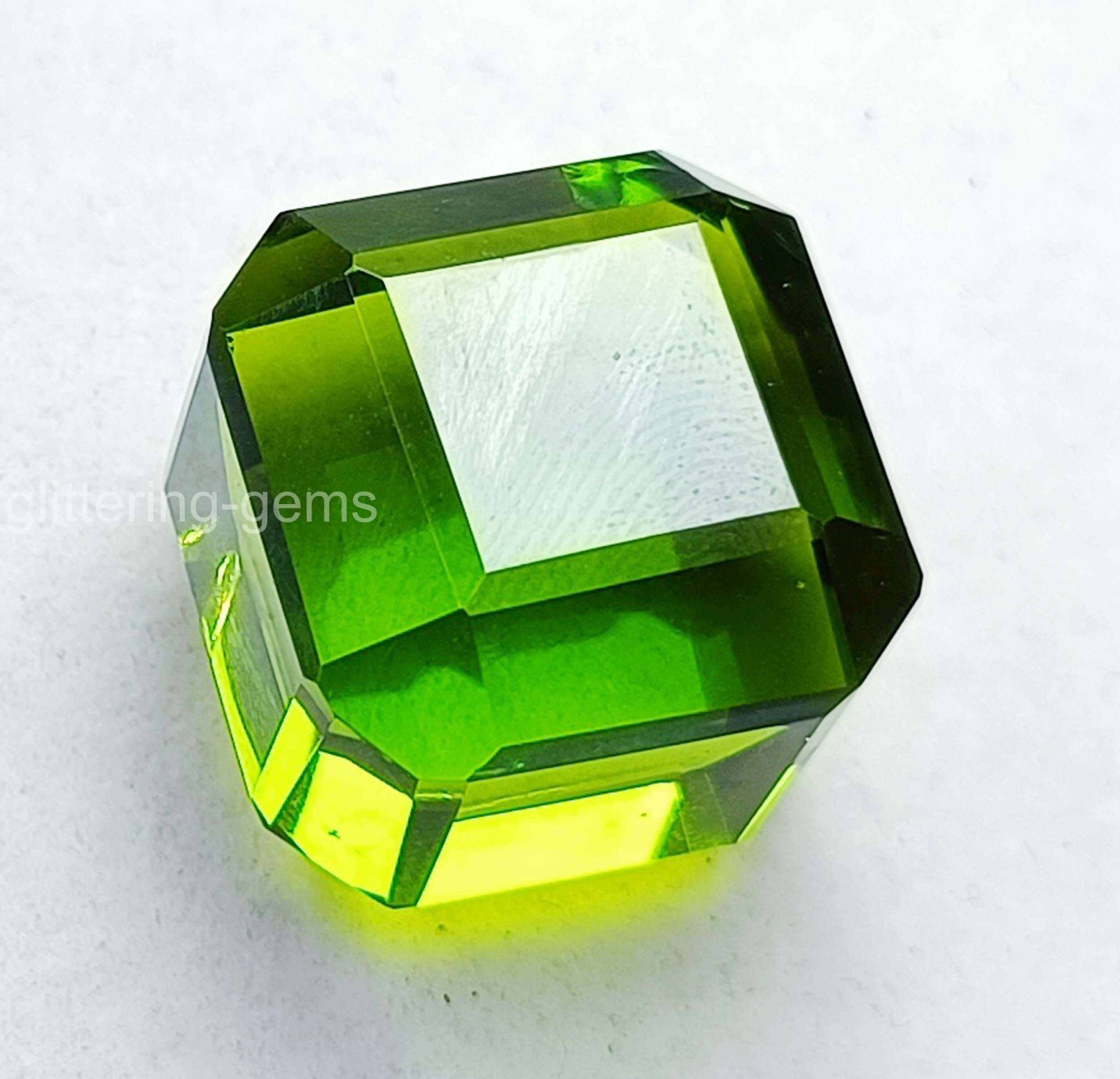 Natural Pakistani Green Peridot 39.10 Ct Cube Cut IGL Certified Loose Gem 5DOG