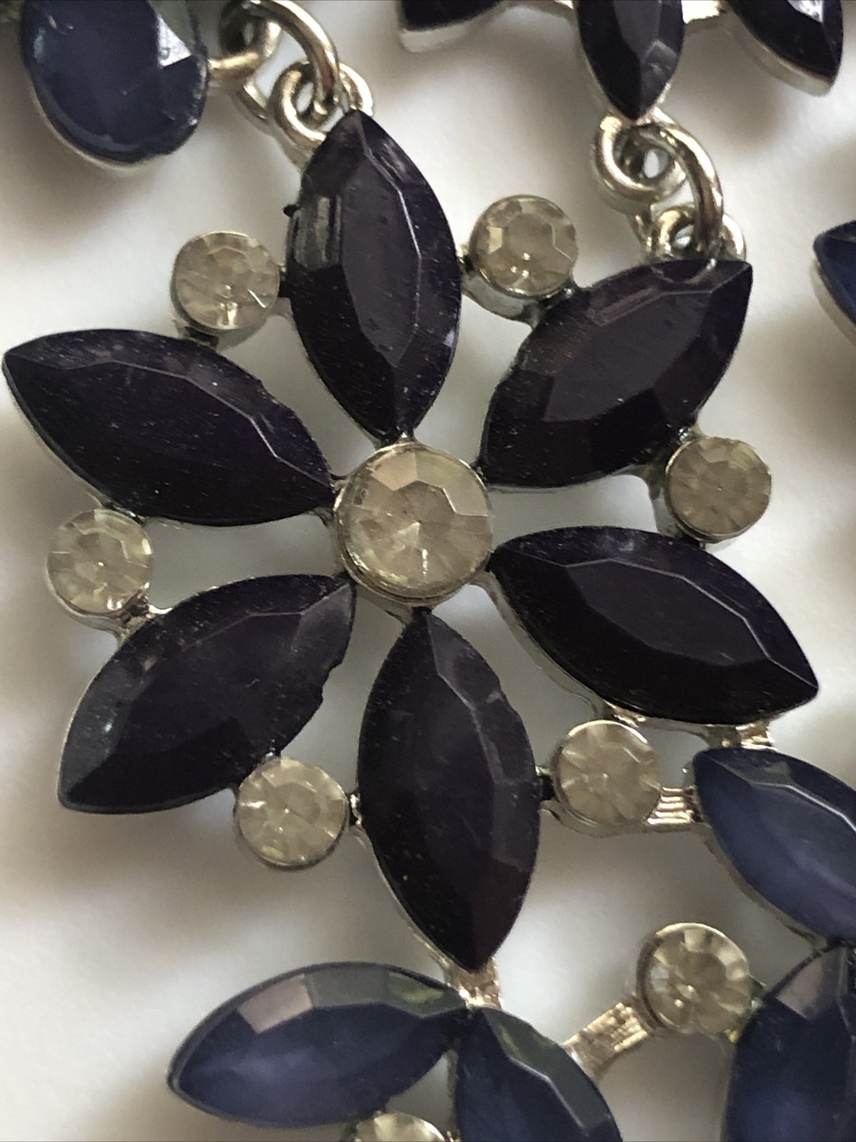 New York & Co Statement Jeweled necklace WITH FLAW Preowned Blue And Purple