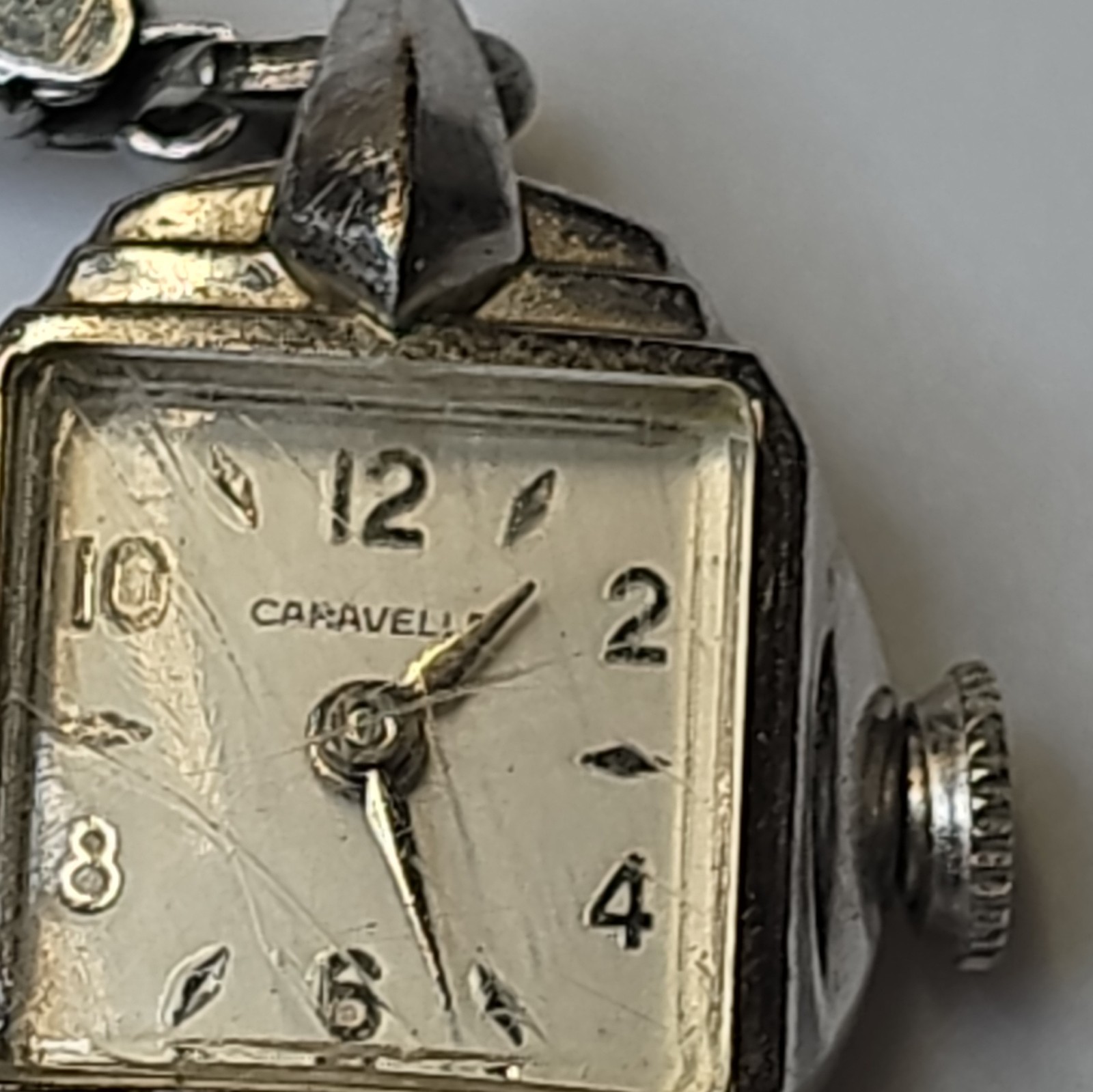 Caravelle Vintage 1950s Manual Wind Watch White Dial Silver Bracelet, Runs