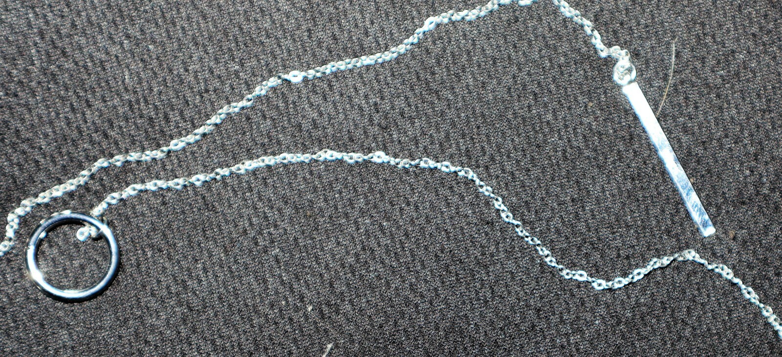 925 Sterling Silver Circle and Bar Adjustable Long Chain Y infinity Necklace