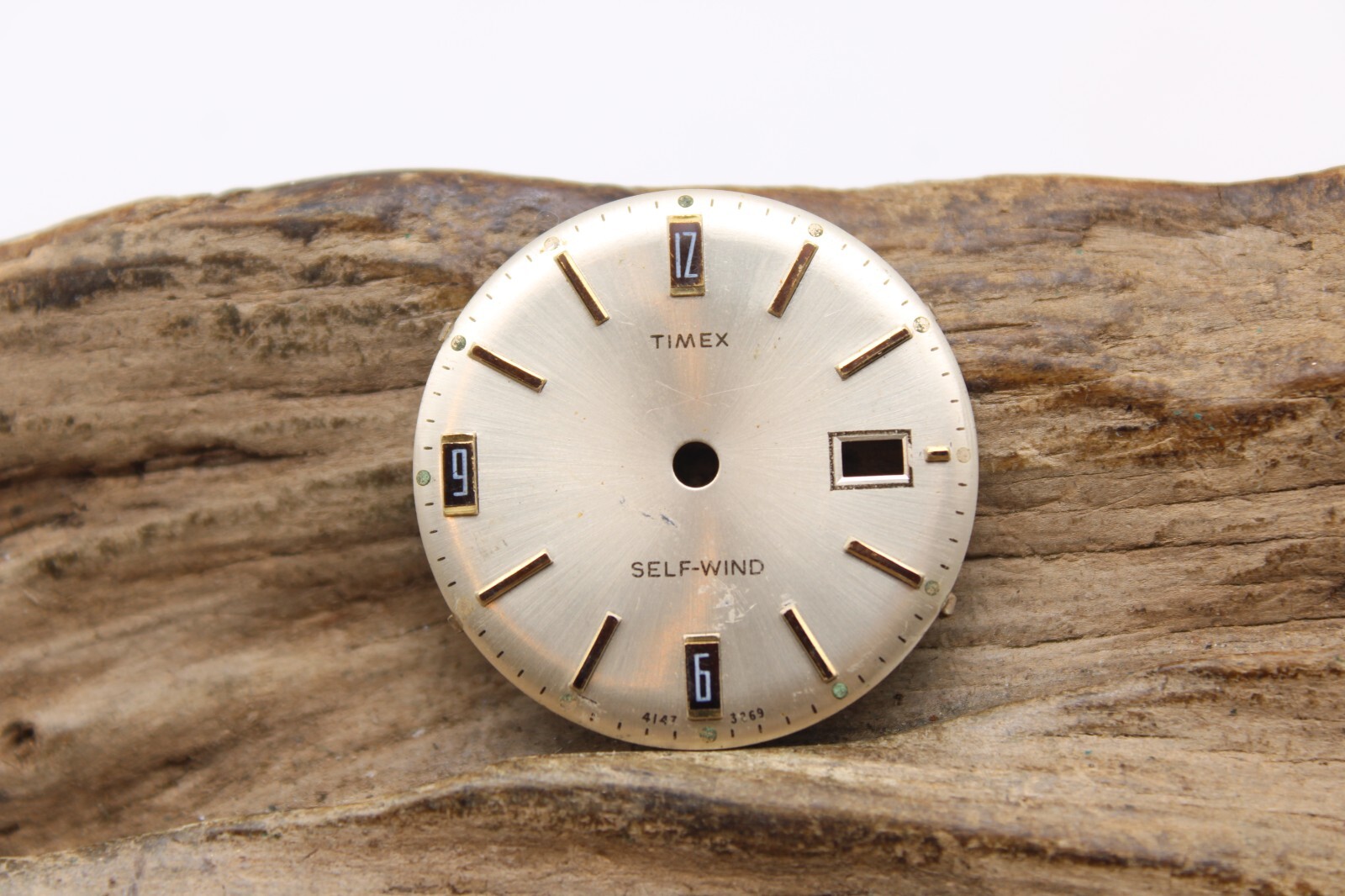 TIMEX SELF-WIND 4147-3269 WATCH DIAL 27.8mm STICK INDEXES (FM)