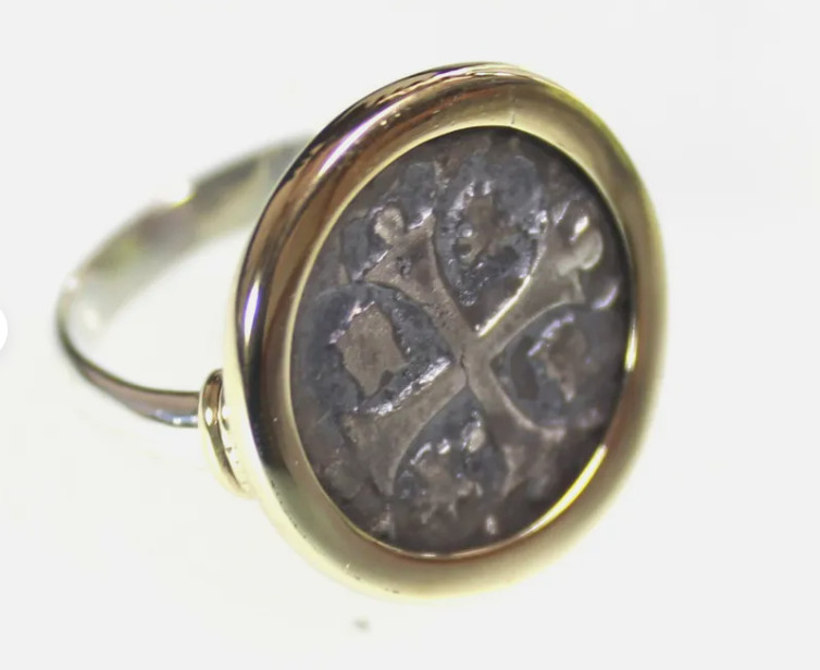 SPAIN COLONIAL PIRATE Atocha SHIP WRECK COIN .925 STERLING SILVER RING #7 free