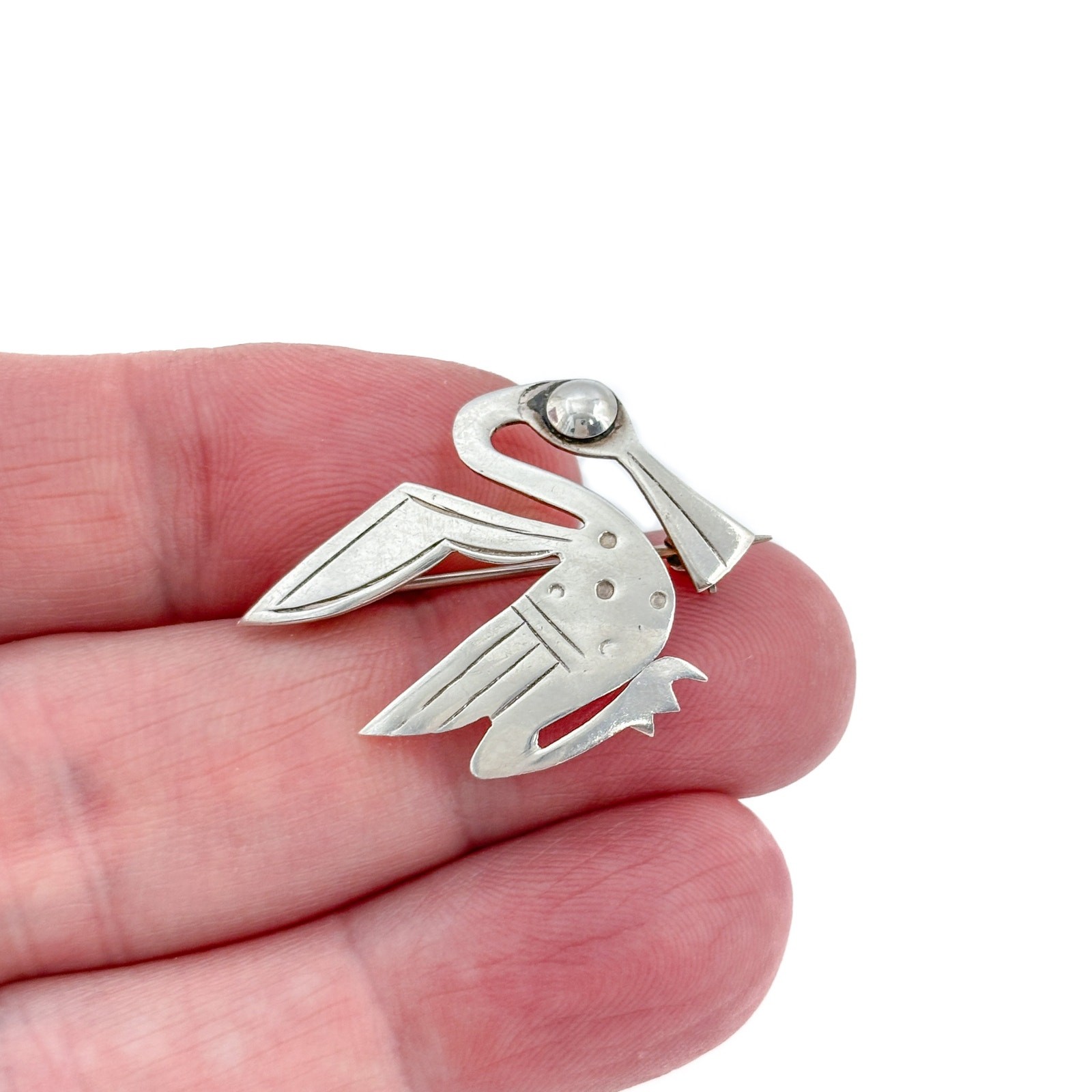 Vintage Sterling Silver 925 Peru Pelican Brooch