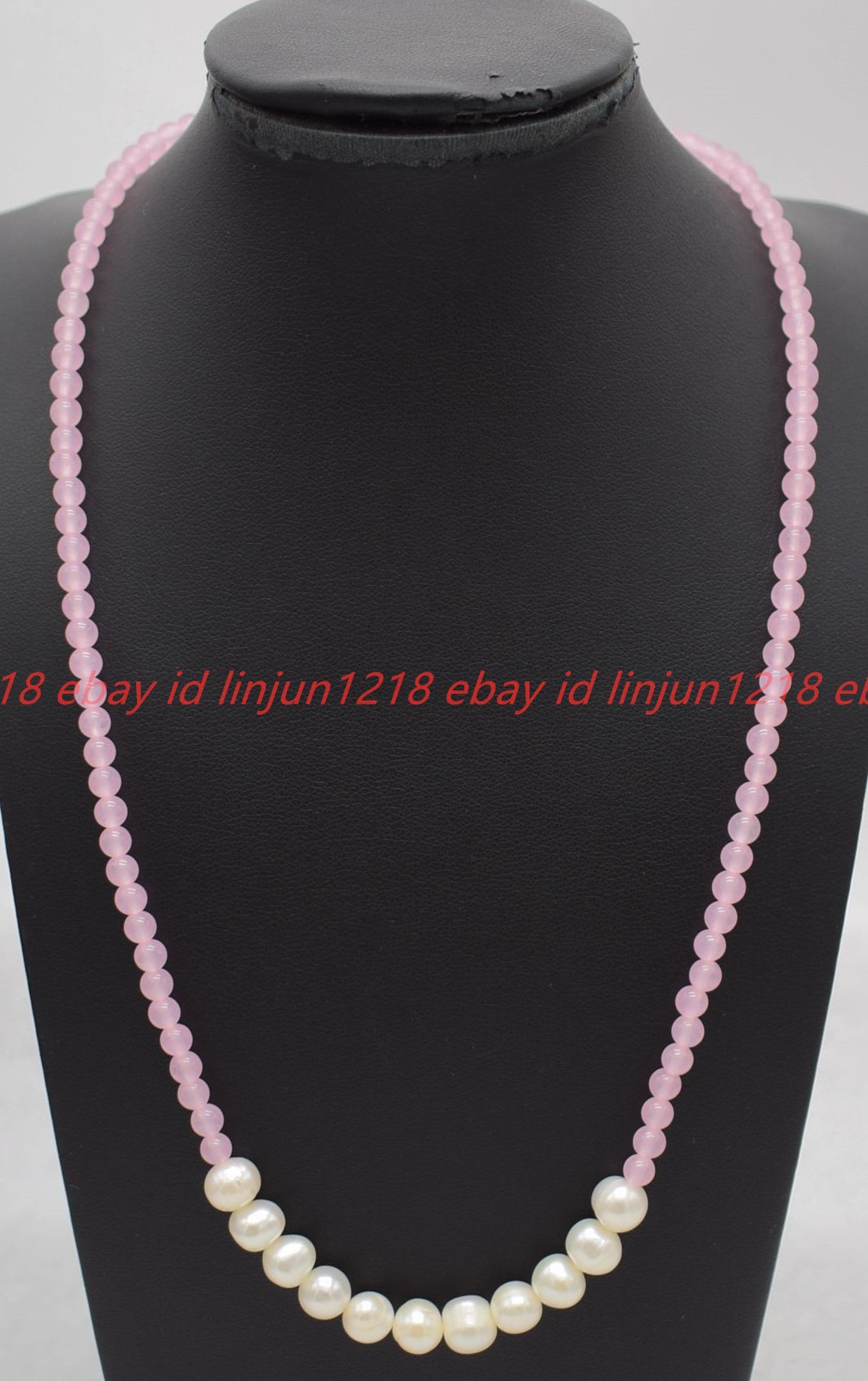 Natural Small 4mm Pink Jade White Pearl Gemstone Round Beads Necklace 16-36in