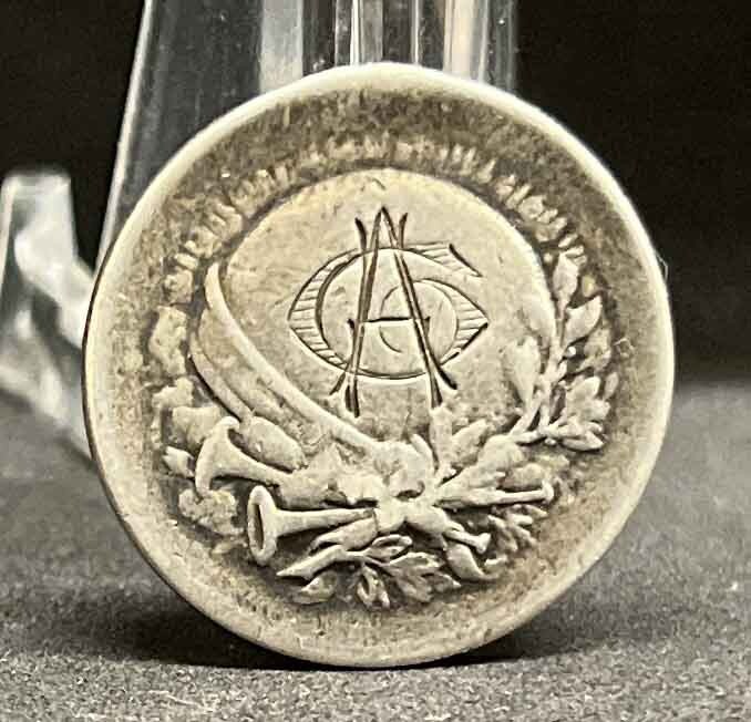 France 1920´ Art Nouveau Beauty lady and monogram design silver medal