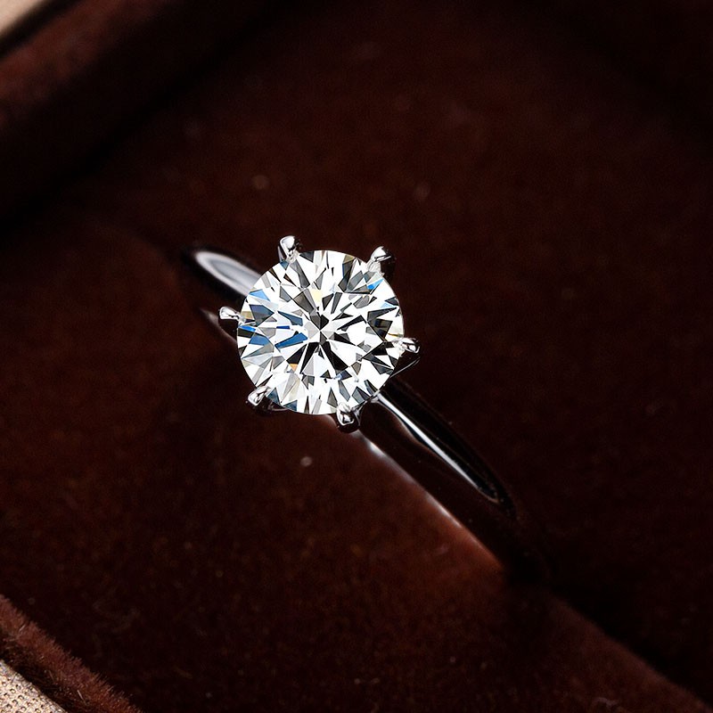 Round Cut D Color Classic Six-prong Ring 1-3ct 925 Silver for Women Jewelry