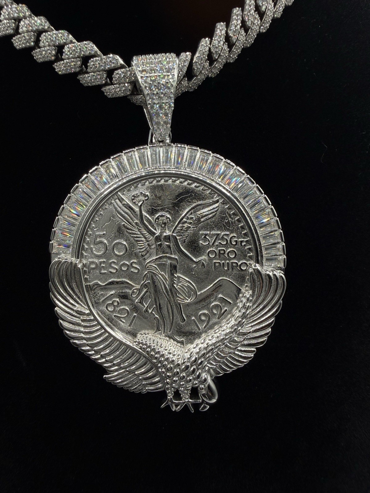 Solid Sterling Silver Moissnaite Chain 24” 8.8mm W 925 Centenario W Moissnaite